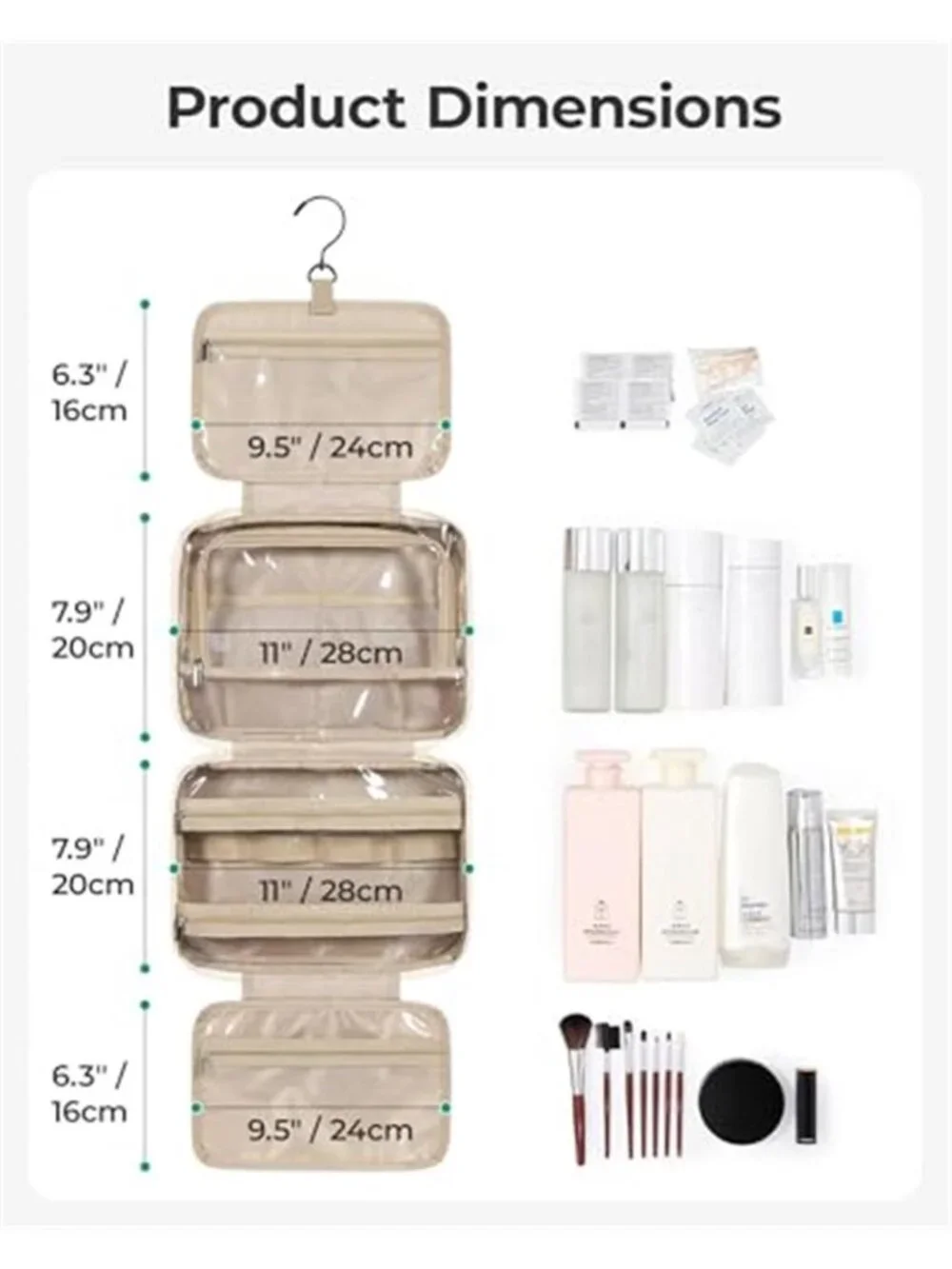 Hanging Toiletry Bag Travel Makeup Organizer Cosmetic Case Waterproof Puffer